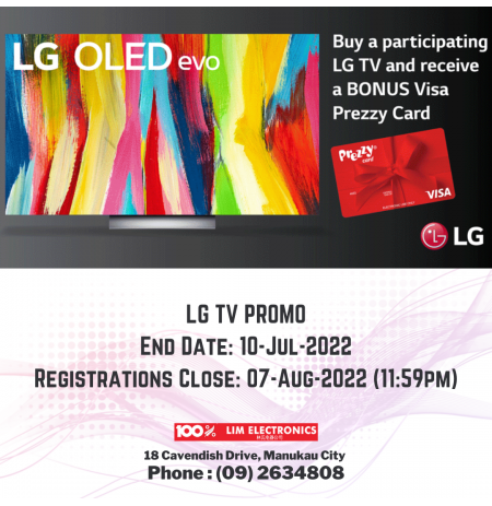 LG TV 65" 4K OLED Evo Smart TV : OLED65C24 - BONUS $400 PREZZY CARD